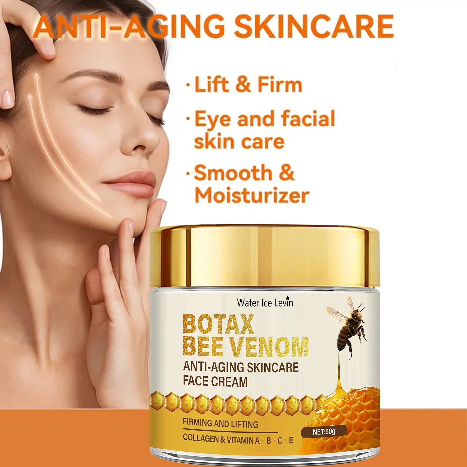 Bee Venom Face Cream with Collagen & Vitamin Infusion - Firming & Lifting Hydration, Fast Absorption, Winter Renewal