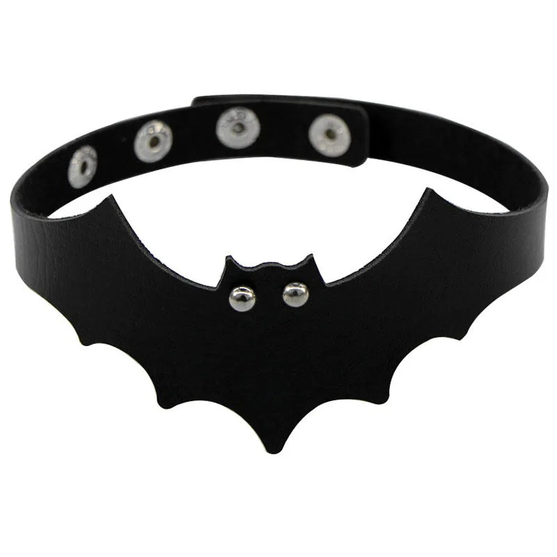 Woman Black Bat Punk Choker Collar Necklace Sexy PU Leather Heart Lock Key Spike Gothic Cosplay Accessories Party Jewelry New