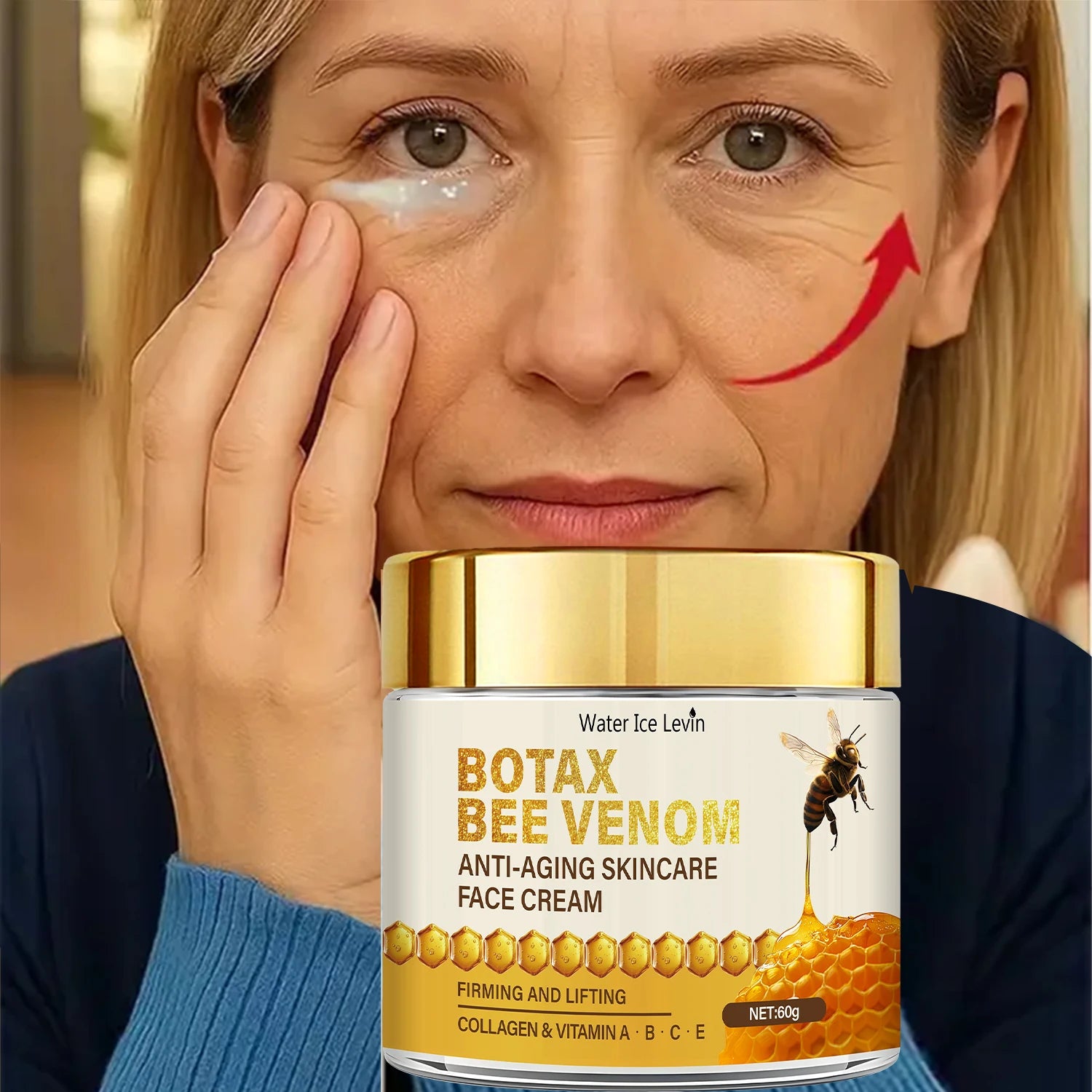 Bee Venom Face Cream with Collagen & Vitamin Infusion - Firming & Lifting Hydration, Fast Absorption, Winter Renewal