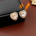 DREJEW Zircon Heart Minimalist Stud Earrings 2026 Retro Personality Fashion Earring for Women Sparkle  Bridal Jewelry Gifts