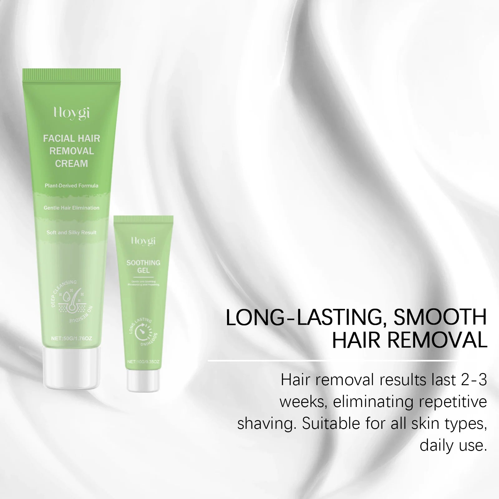 Facial Hair Removal Kit for Women Face and Body Sensitive Skin Soothing Depilatory Cream Set with Calming Gel Holiday Gift