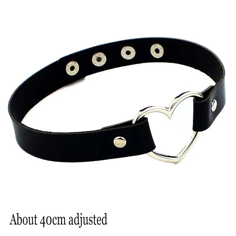Woman Black Bat Punk Choker Collar Necklace Sexy PU Leather Heart Lock Key Spike Gothic Cosplay Accessories Party Jewelry New